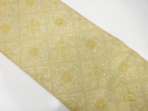 アンティーク　斜め格子に花唐草模様織出し袋帯（材料）